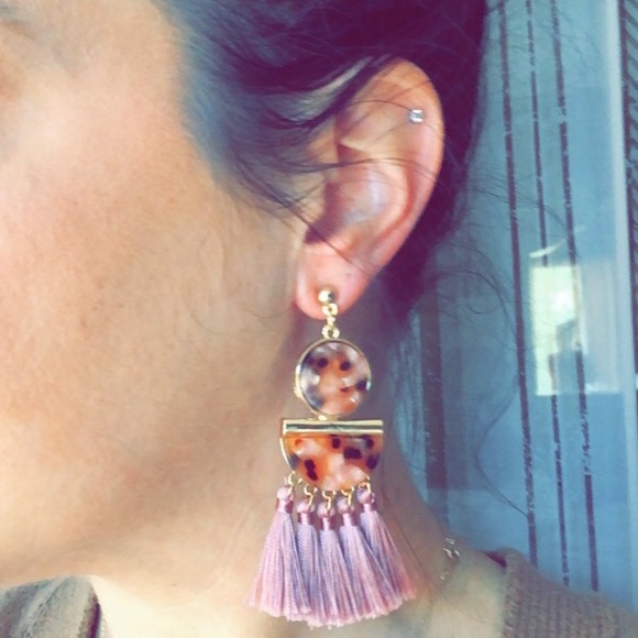 Pink Tassel Earrings - Picture 4 of 4
